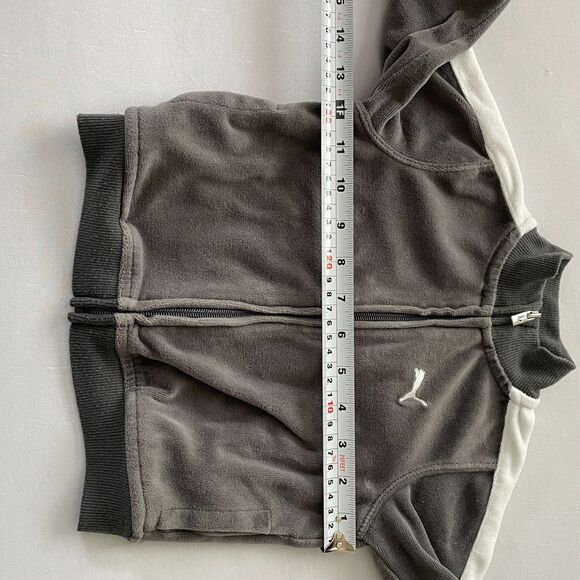 ~ Kids Puma 18m Velour Gray Jacket Full Zip Grey Soft Baby Toddler 18 mo White - Picture 8 of 11